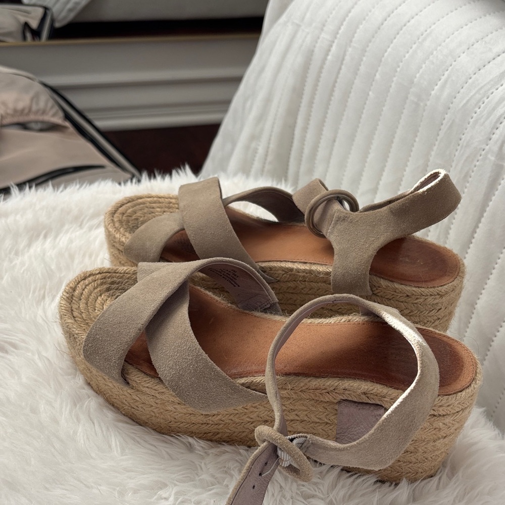 Marc Fisher Taupe Espadrille Wedge Sandals